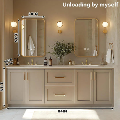 68” - 96” Light Luxury Bathroom Vanity Includes Rectangle Mirror