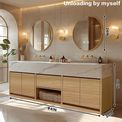 68” - 96” Modern Minimalist Bathroom Vanity Includes Log Style Surface