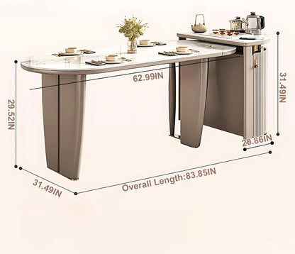 84” - 92” Practical Beige Kitchen Island Includes Wheels & Folding Table (No Chair)