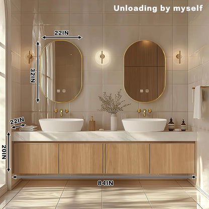 68” - 96” American Country Bathroom Vanity with Vertical Wood Grain Design