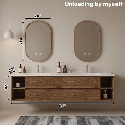 60” - 84” Exquisite Bathroom Vanity with Irregular Smart Defogging Mirror
