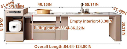 77” - 85” Elegant Practical Kitchen Island Includes Lifting Table (No Chair)