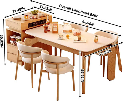77” - 93” Modern Wood Kitchen Island Includes Pulley Large Cabinet (No Chair)