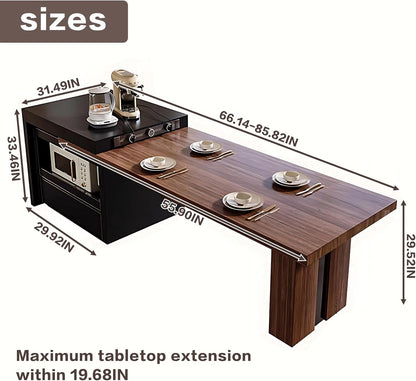 86” - 102” Simple Spacious Kitchen Island Includes Wooden Retro Design (No Chair)