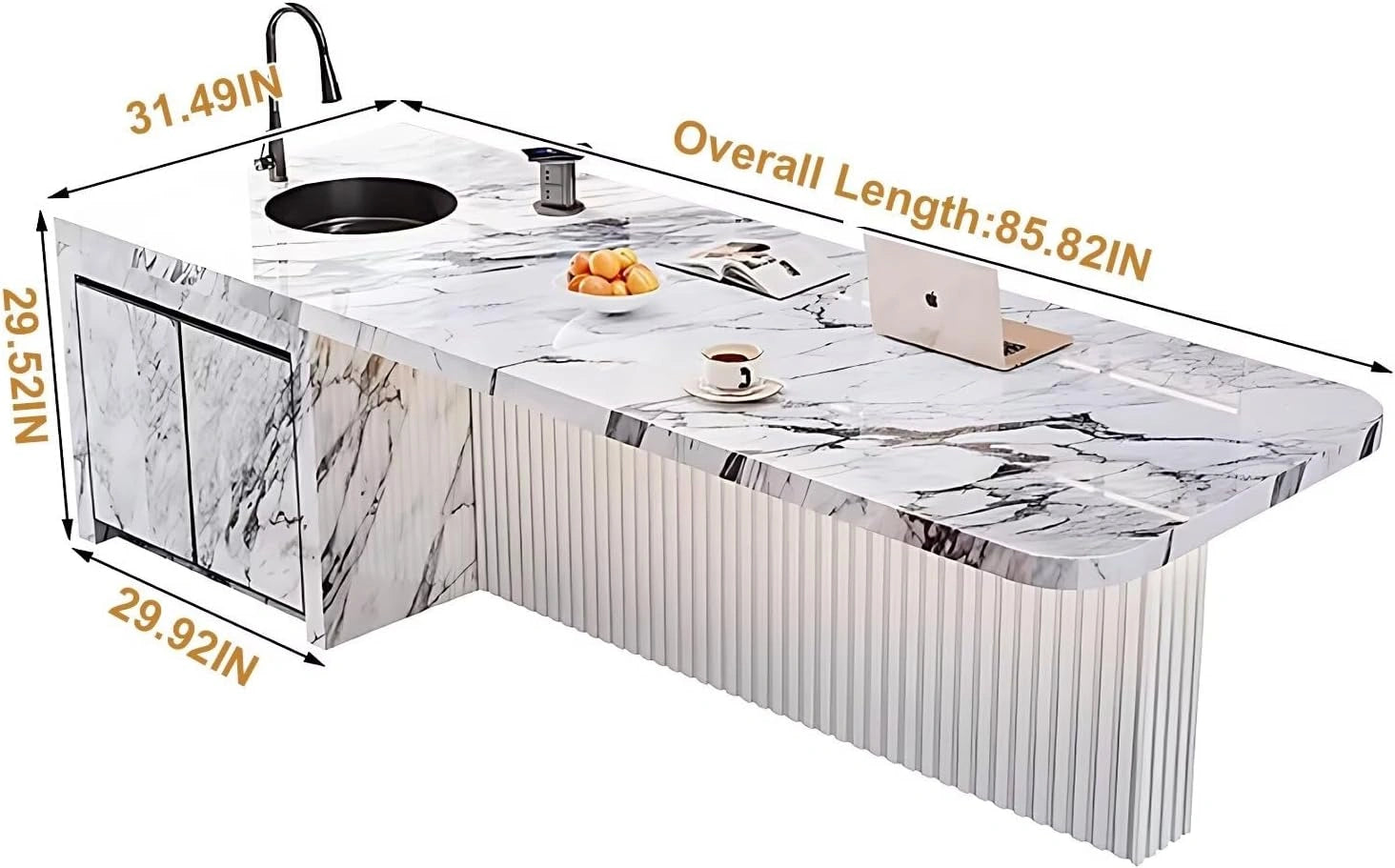 78” - 94” Beautiful Practical Kitchen Island Includes Lifting Socket (No Chair)