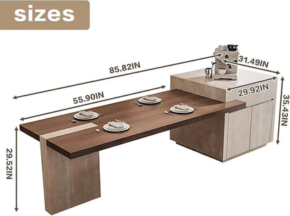 86” - 102” Italian Minimalist Kitchen Island Includes Atmosphere Light (No Chair)