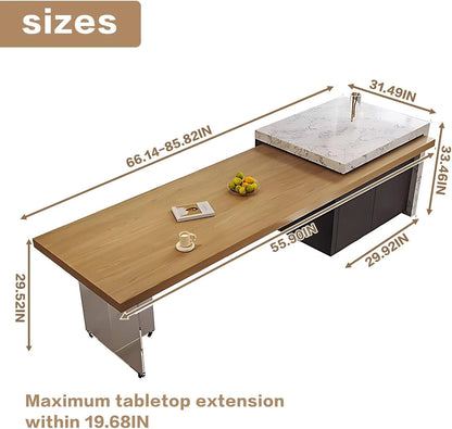 86” - 102” Minimalist Kitchen Island Includes T-Shaped Transparent Table Legs (No Chair)