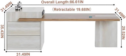87” - 102” Modern Art Kitchen Island Includes Integrated Design (No Chair)