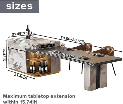 87” - 98” Exquisite Kitchen Island Includes Corner Open Storage Compartment (No Chair)