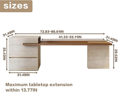 87” - 102” Minimalist Log Kitchen Island Includes Embedded L-Shaped Table Legs (No Chair)