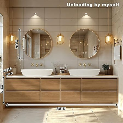 68” - 96” Modern Exquisite Bathroom Vanity with Double Sinks