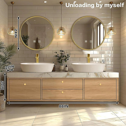 60” - 96” Simple Exquisite Bathroom Vanity Includes Large Capacity Storage Cabinet