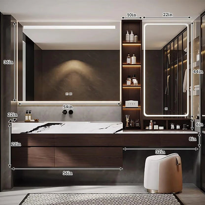 76” - 88” Practical Floating Bathroom Vanity Includes Ceramic Basin & Textured Rock Countertop