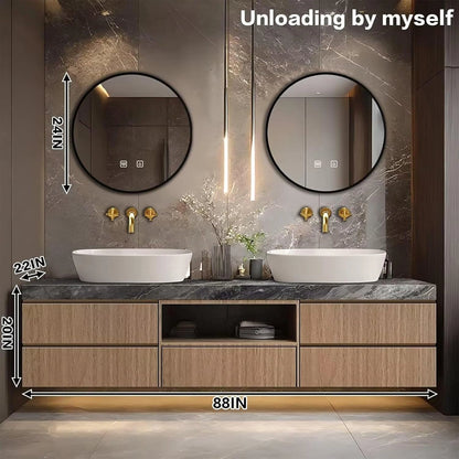 60” – 96” Luxury Textured Bathroom Vanity Includes Above Counter Sinks