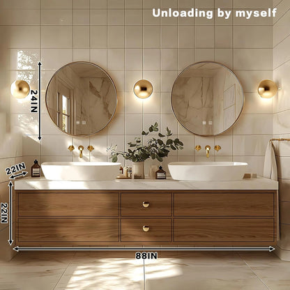68” - 92” Retro Log Bathroom Vanity Includes Irregular Mirror & Above Counter Sink