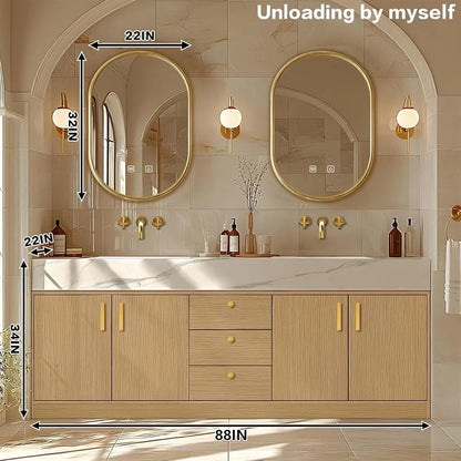 64” - 96” Freestanding Bathroom Vanity Includes Enclosed Space Storage Cabinets