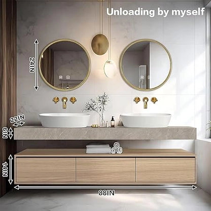 60” - 69” Wall Mounted Bathroom Vanity Includes Floating Storage Cabinet