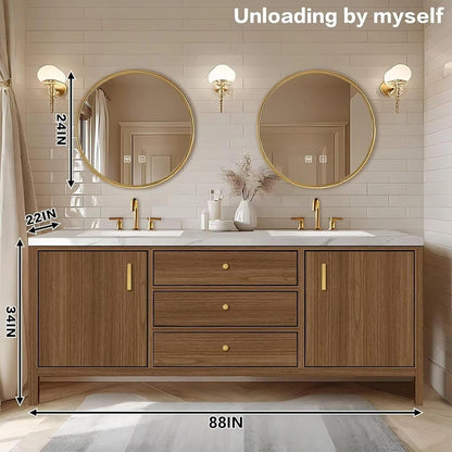 60” - 96” Exquisite Luxury Bathroom Vanity with Smart Defog Mirrors