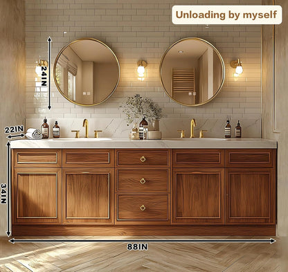 76” - 96” Exquisite Natural Bathroom Vanity Includes Solid Wood Cabinet