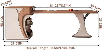 73” – 89” Natural Kitchen Island with Pull-Out Cabinets Includes Open Shelf