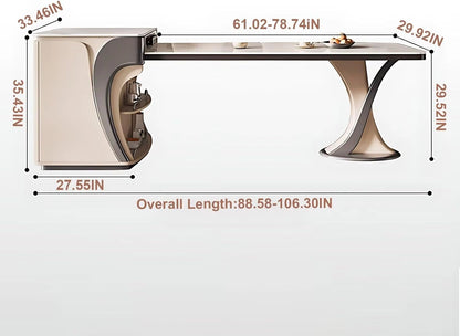 73” - 86” Unique Practical Kitchen Island with Extendable Dining Table Includes Open Shelf (No Chair)