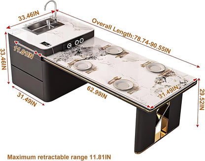 83” - 106” Luxury Simple Kitchen Island Includes Cross Hollow Table Legs (No Chair)