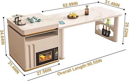 83” - 98” Simple Modern Kitchen Island Includes Unique Texture Design (No Chair)