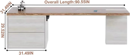 87” - 98” Modern Art Kitchen Island Includes Integrated Design & Sliding Rail Socket (No Chair)