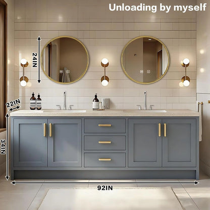 60” - 96” Floor Mount Bathroom Vanity with Textured Rock Countertop