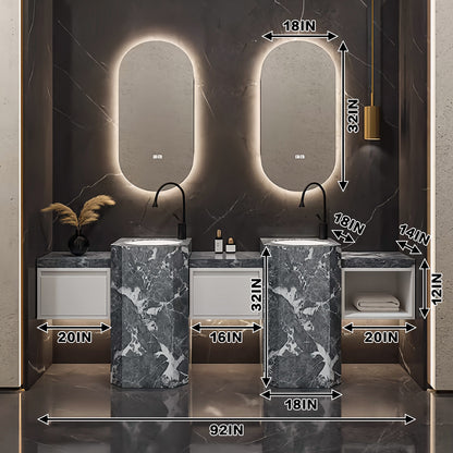 SALE(In-Stock Enjoy Fast Delivery)72" Bathroom Vanity With Oval Smart Mirror  and Double Sink