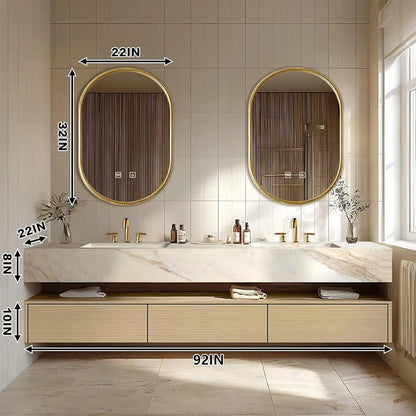 60” - 96” Modern Log Bathroom Vanity with Open Storage Rack