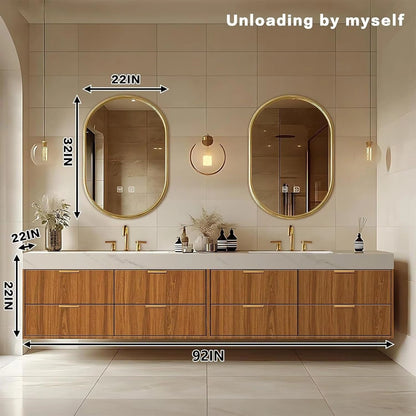 68” - 96” Symmetrical Floating Bathroom Vanity with Double Sinks