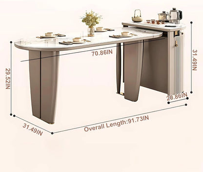 84” - 92” Practical Beige Kitchen Island Includes Wheels & Folding Table (No Chair)