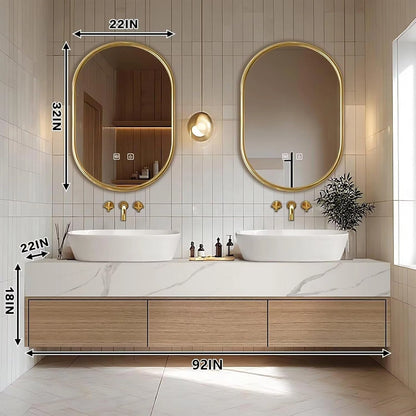 60” – 96” Bathroom Vanity Includes Wood Grain Cabinet & Above Counter Basins