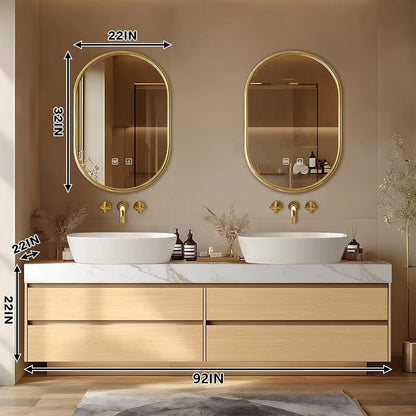 60” – 96” Exquisite Floating Bathroom Vanity Includes Above Counter Sinks & Irregular Mirror