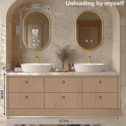 60” - 96” Floor Standing Bathroom Vanity Includes Large Countertop Rock Slabs