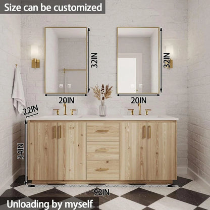 64” - 92” Floor-Standing Bathroom Vanity with Dual Smart Anti Fog Mirror