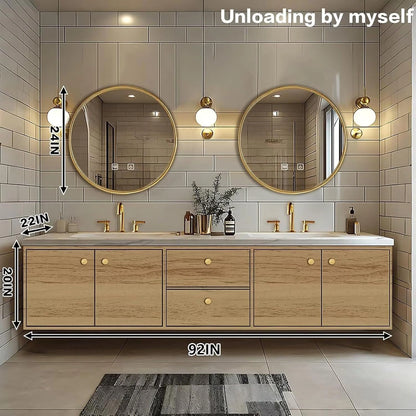 60” - 96” Elegant Cozy Bathroom Vanity with Oval Smart Lighting Mirrors