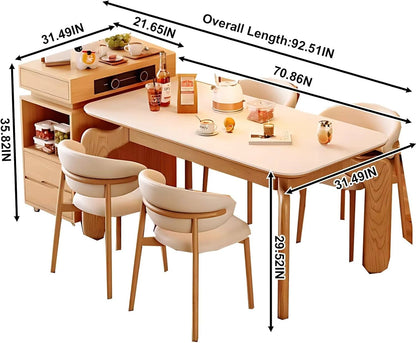 77” - 93” Modern Wood Kitchen Island Includes Pulley Large Cabinet (No Chair)