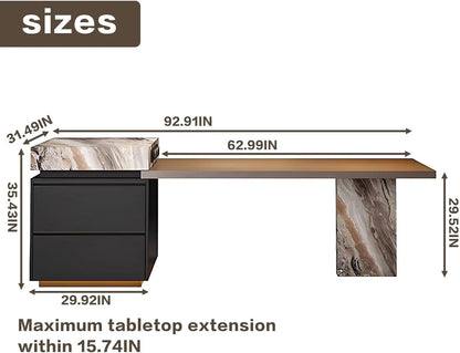 85” -101” Elegant Modern Kitchen Island Includes Color Blocked Pattern with Storage (No Chair)