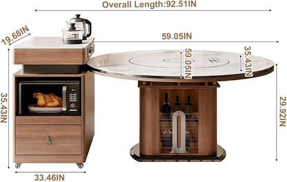 87” - 93” Spacious Practical Kitchen Island Includes Multi-Shape Tabletop (No Chair)