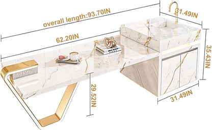 94” - 102” Luxury Exquisite Kitchen Island Includes Irregular Stainless Table Legs (No Chair)