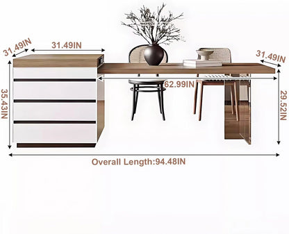 94” - 102” Simple Elegant Kitchen Island Includes Storage Drawers & Socket (No Chair)
