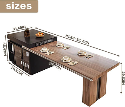 94” - 102” Log Modern Kitchen Island Includes Visualization and Open Storage (No Chair)