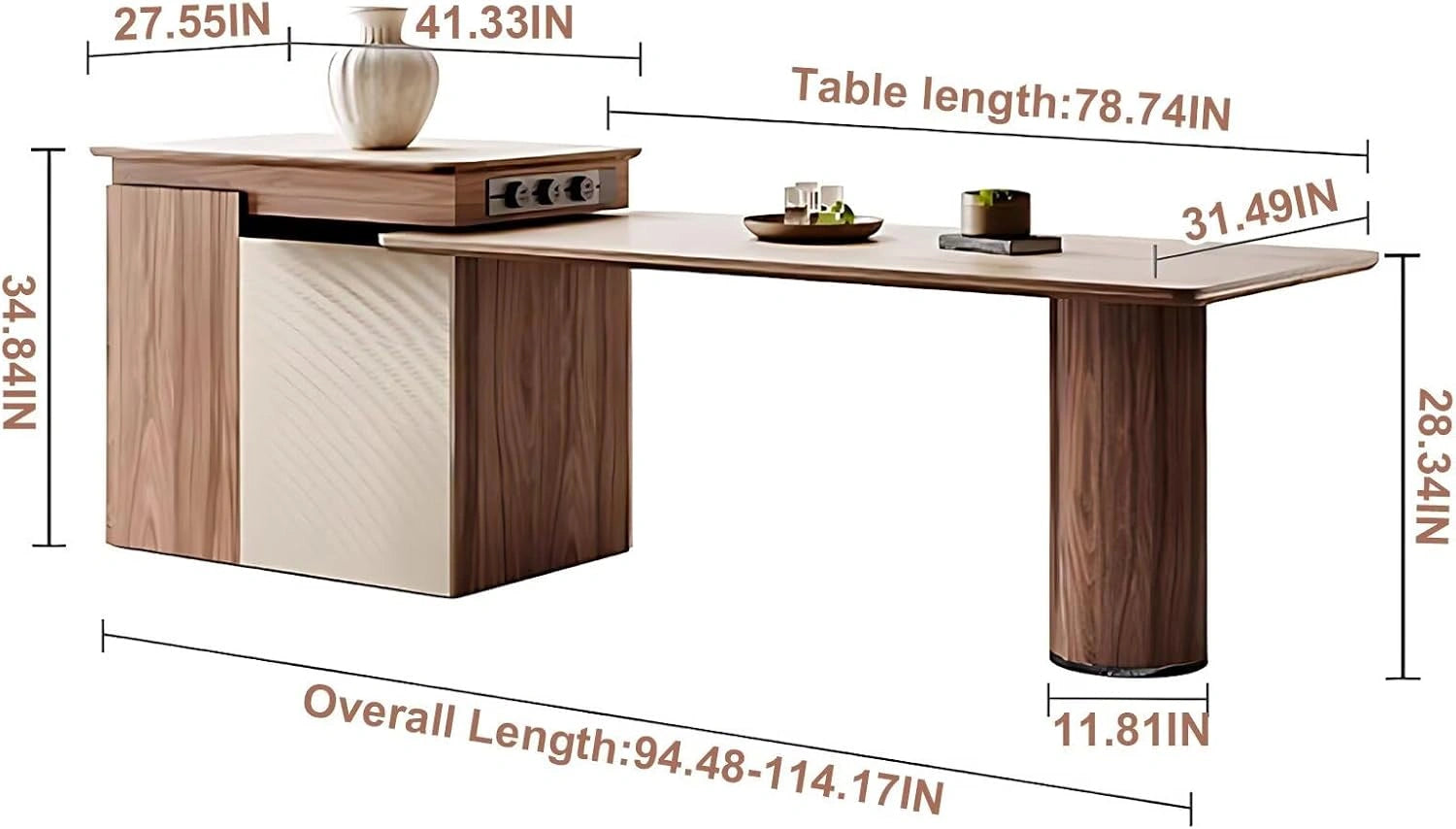 79” - 94” Diagonal Striped Kitchen Island Includes Cylindrical Base (No Chair)