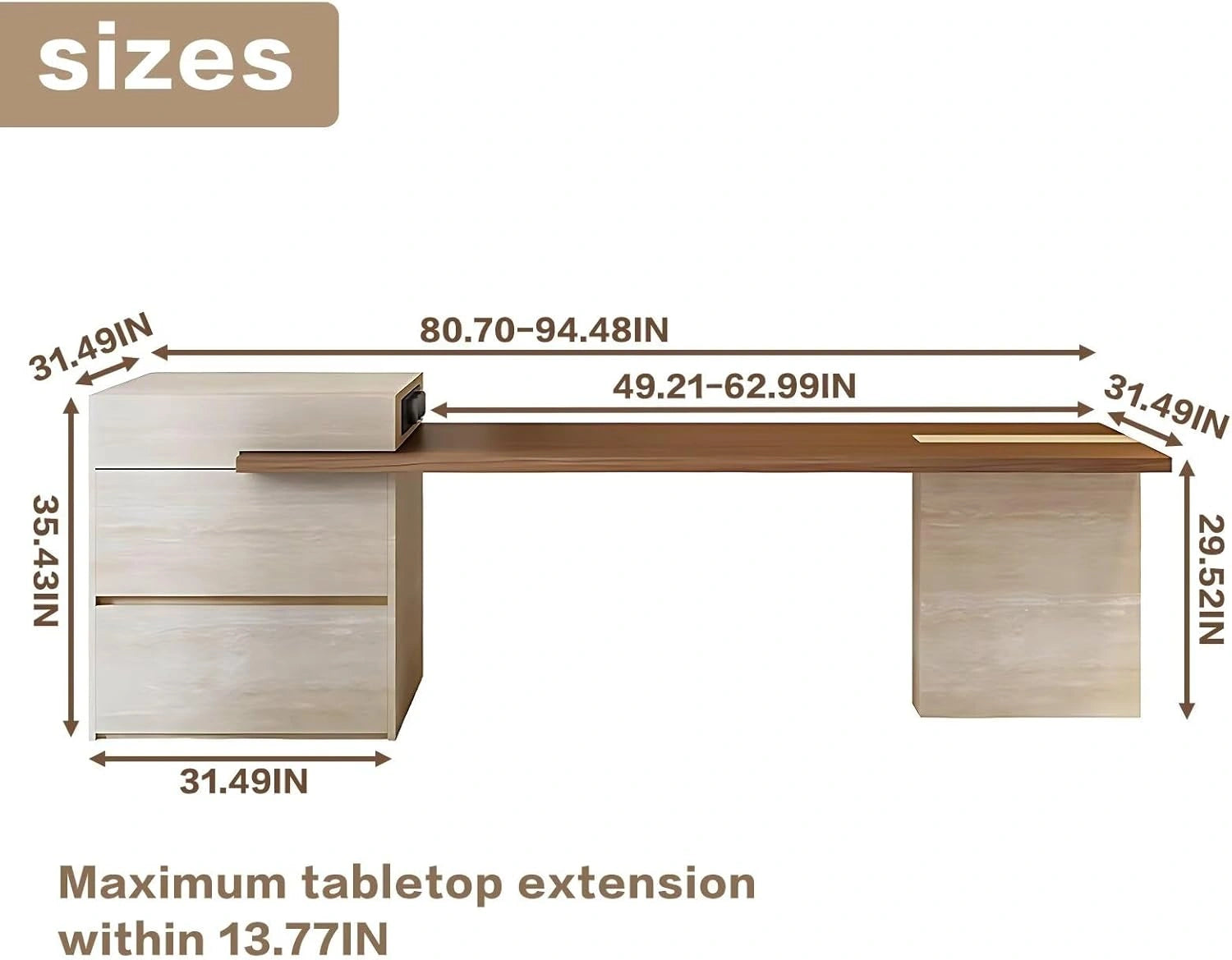 87” - 102” Minimalist Log Kitchen Island Includes Embedded L-Shaped Table Legs (No Chair)