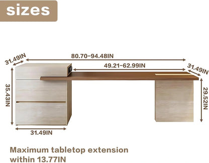 87” - 102” Minimalist Log Kitchen Island Includes Embedded L-Shaped Table Legs (No Chair)