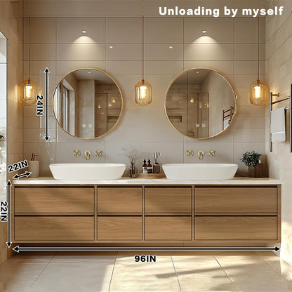 68” - 96” Modern Exquisite Bathroom Vanity with Double Sinks