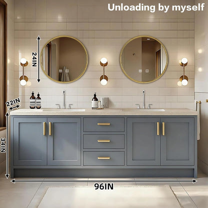 60” - 96” Floor Mount Bathroom Vanity with Textured Rock Countertop