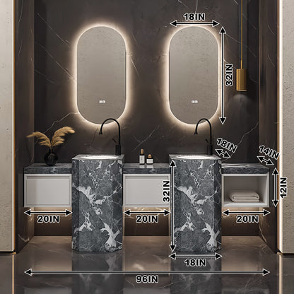 SALE(In-Stock Enjoy Fast Delivery)72" Bathroom Vanity With Oval Smart Mirror  and Double Sink